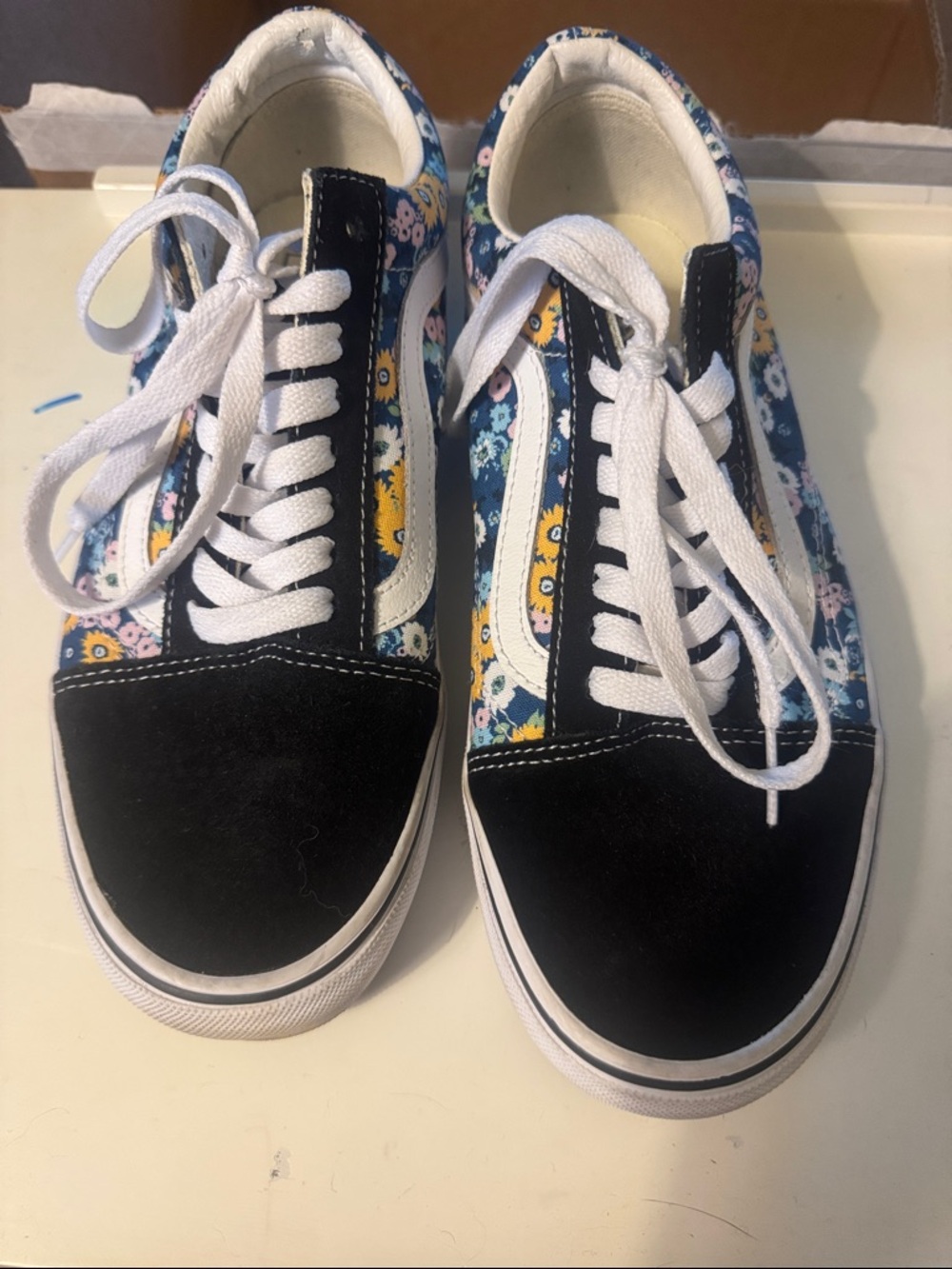 Vans Floral Low-Top Sneakers - Navy, Black, White & Yellow